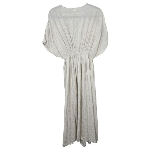 World Market Mira Ivory Floral Embroidered Kaftan Dress Flowy Boho Small Medium - Picture 4 of 8